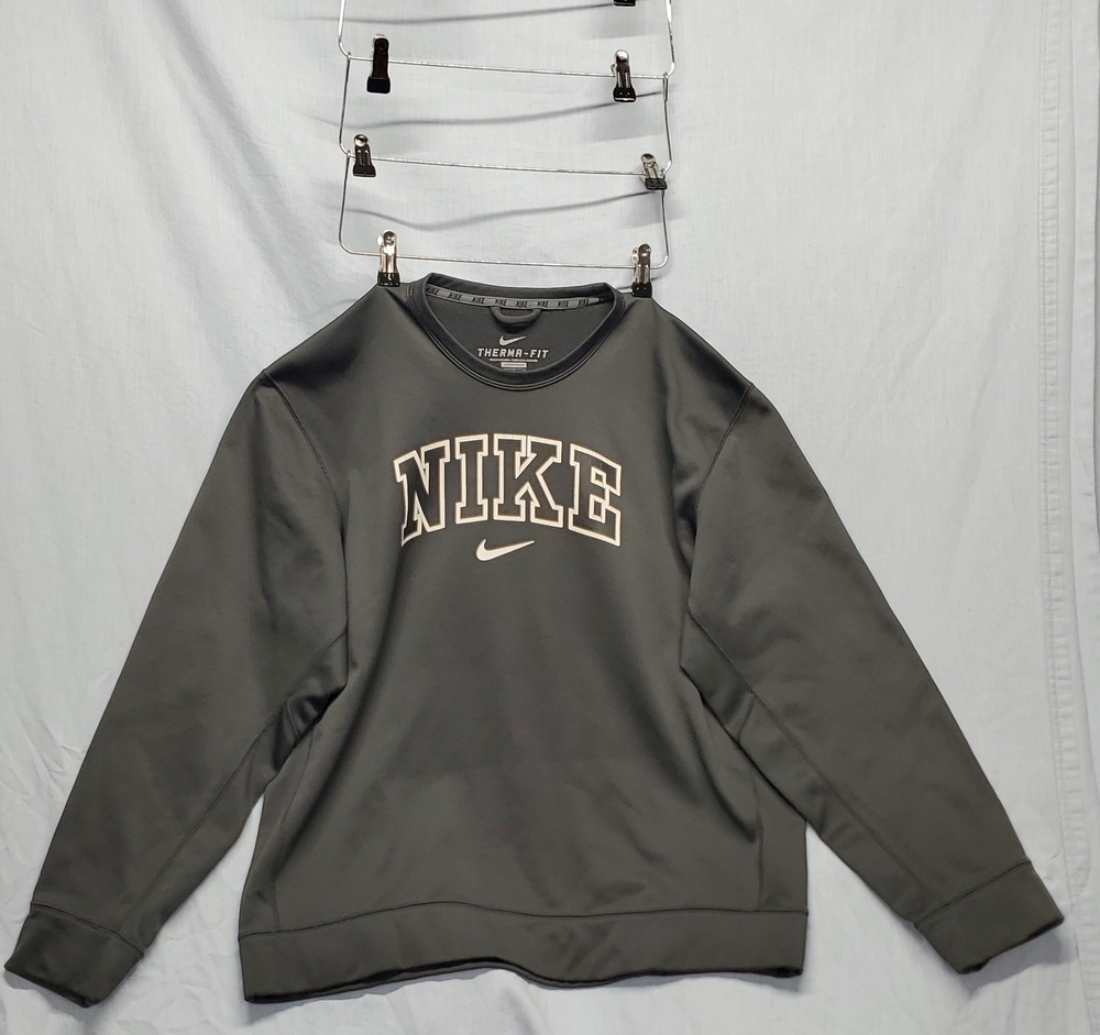 Nike Gray Therma-FIT Crewneck with White Logo #2